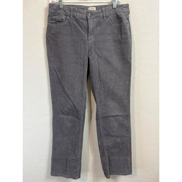 St. John's Bay Sz 12P Grey Corduroy Straight Leg Thin Wale Pants - Picture 2 of 6